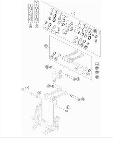 KIT RIPARAZIONE TRIANGOLO ANT LEVERAGGIO MONO KTM SX/SX-F 11/22