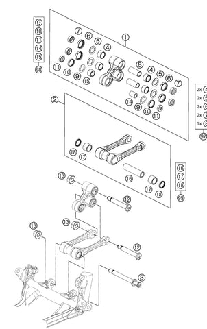 KIT RIPARAZIONE TRIANGOLO POSTERIORE LEVERAGGIO MONO KTM SX/SX-F 11/12