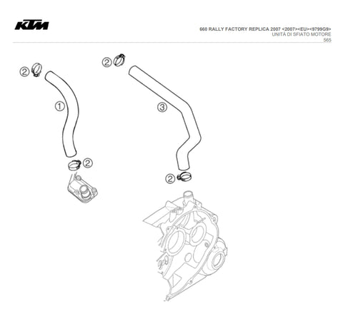 TUBO SFIATO MOTORE KTM 620/625/640/660 SMC/ADVENTURE/SUPERMOTO/SXC  98/07