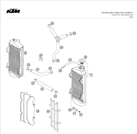 MANICOTTO RACCORDO RADIATORE KTM 125/200 EXC/SX 03/06